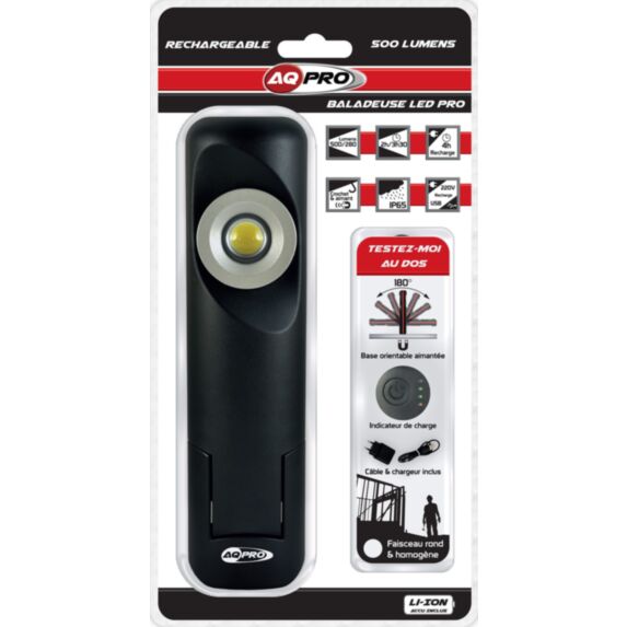 Baladeuse rechargeable LED COB AQPRO 500 lumens