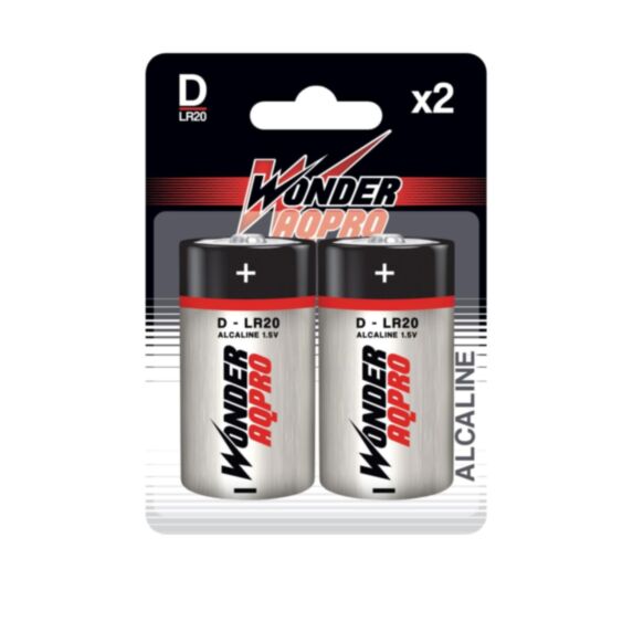 2 piles Alcalines D / LR20 1,5V Wonder