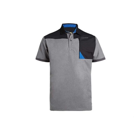 Polo horten noir/gris chiné l