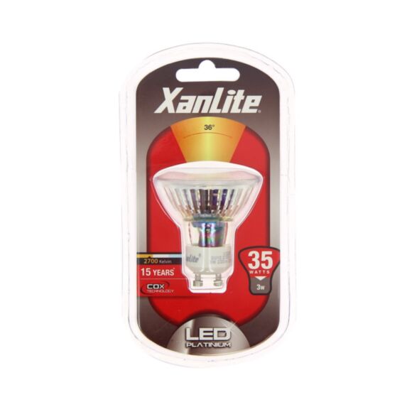 Ampoule led SMD transparent GU10 230lm 90° 3,5W blanc chaud - XANLITE
