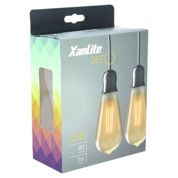 2 ampoules LED Vintage ST64 E27 806lm 3,8W Ton chaud - XANLITE
