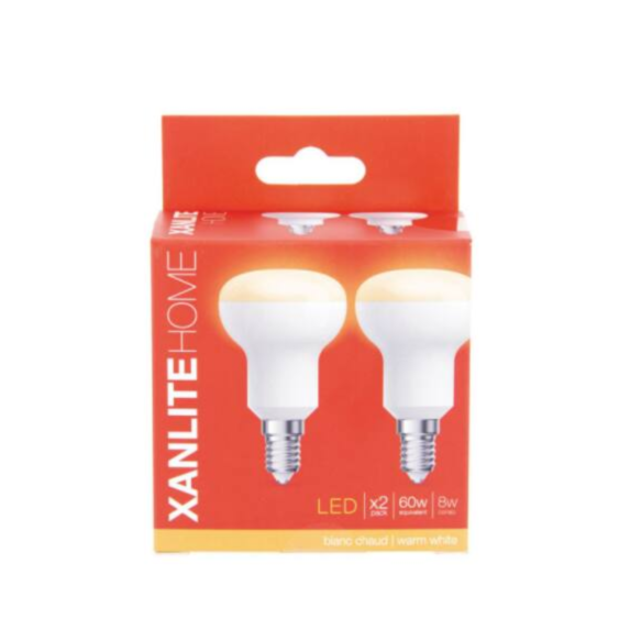 2 ampoules led SMD R50 E14 806lm 60W 2700K blanc chaud