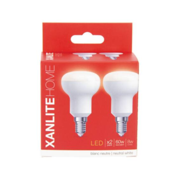 2 ampoules led SMD R50 E14 806lm 60W 4000K blanc neutre