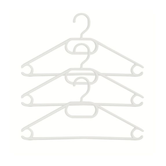 Lot de 3 cintres en plastique blanc