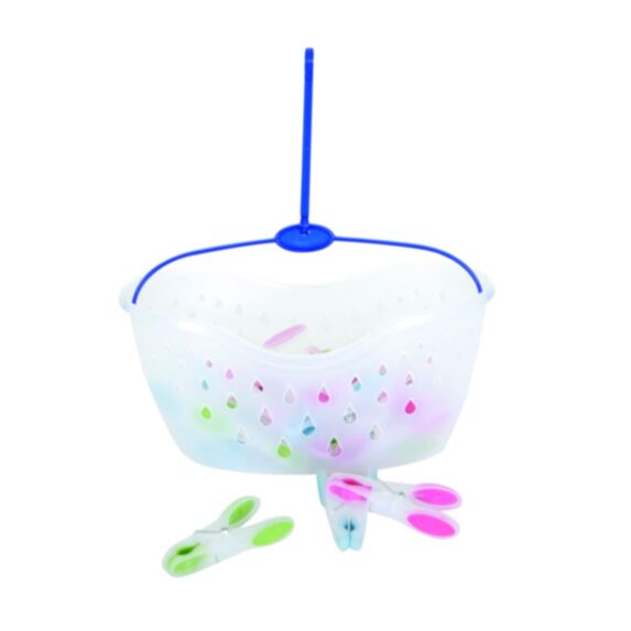 Set de 24 pinces bi-matière avec panier à suspendre - MSV