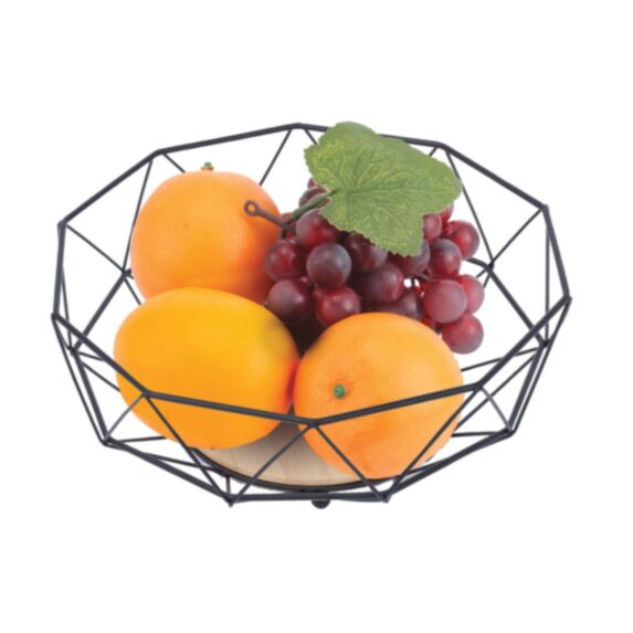 Panier aux fruits noir/bambou