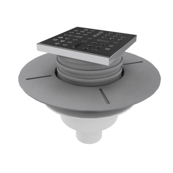 Bonde à sortie verticale pour receveur à carreler grille inox chrome - AURLANE