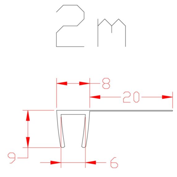 Joint d'étanchéité de douche en F pour paroi de 6 mm - AURLANE