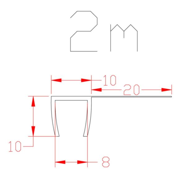 Joint d'étanchéité de douche en F pour parroi de 8mm AURLANE