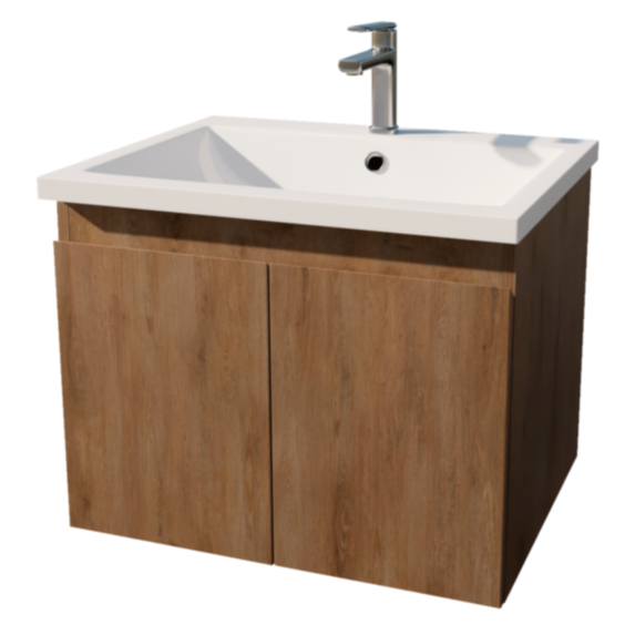 Meuble salle de bain Bois vasque Blanche Essentiel 60x46x47cm