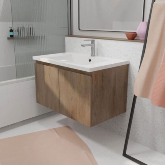 Meuble salle de bain avec vasque Essentiel 80cm Bois clair - AURLANE