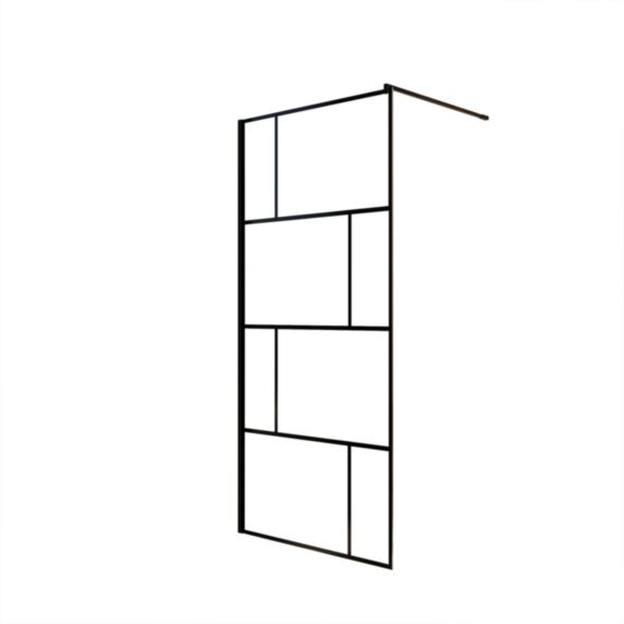Paroi douche BRICKS verre trempé 8mm 90x100cm noir mat - AURLANE