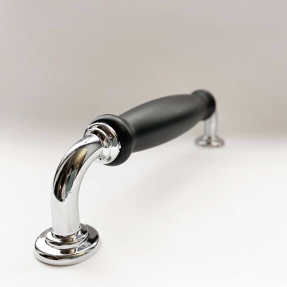 Poignée Arc Métal Chromé + Epoxy Noir 14cm