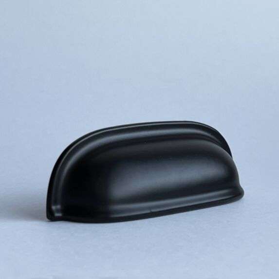 Poignée coupelle meuble de cuisine 9cm noir mat