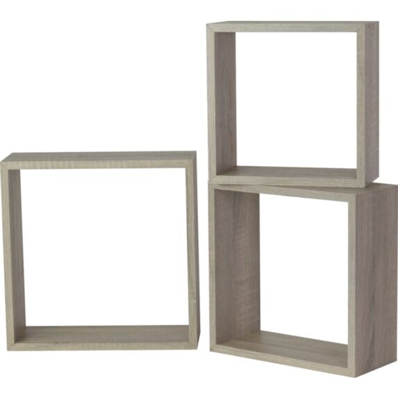 Set de 3 étagères cube murales coloris chêne Sanoma