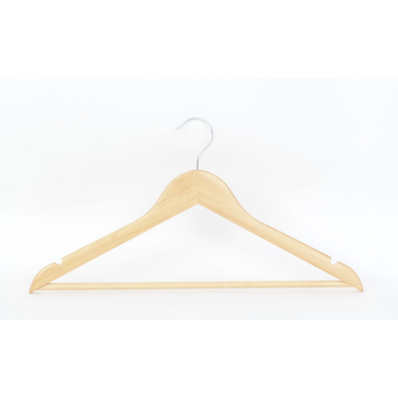 3 cintres en bois vernis 44x23x1,2cm