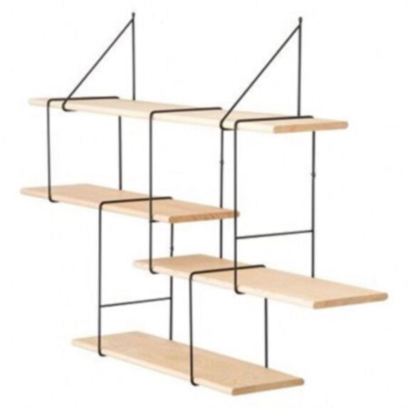 Connecteur de tablettes double rectangle 47 x 19,5 cm métal noir - DECO SYSTEM