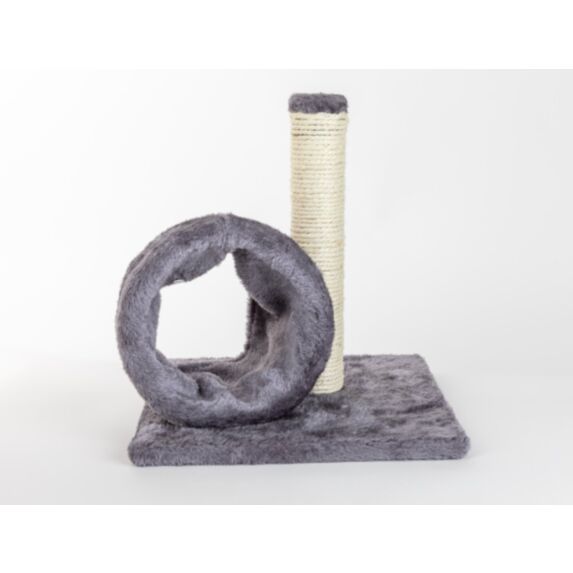 Griffoir tour sisal et tunnel recouvert peluche 28 x 28 x 31 cm gris - ZAMIBO