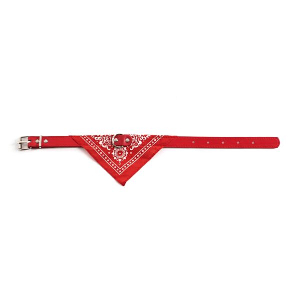 Collier bandana cuir synthétique 30 x 1 cm rouge - ZAMIBO