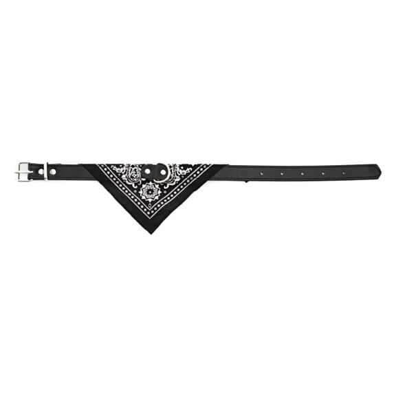 Collier bandana cuir synthétique 30 x 1 cm noir - ZAMIBO
