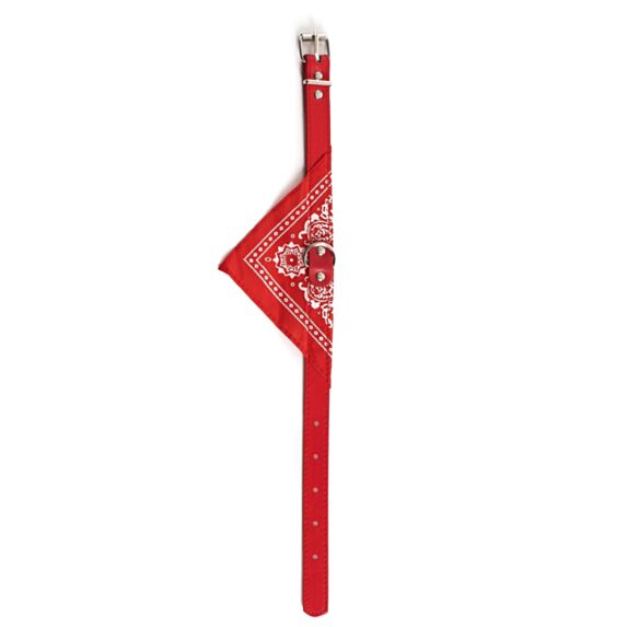 Collier bandana cuir synthétique 42 x 2 cm rouge - ZAMIBO