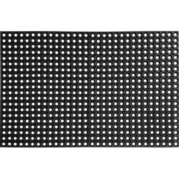 Tapis caillebotis 80 x 120 cm caoutchou noir - LUANCE 