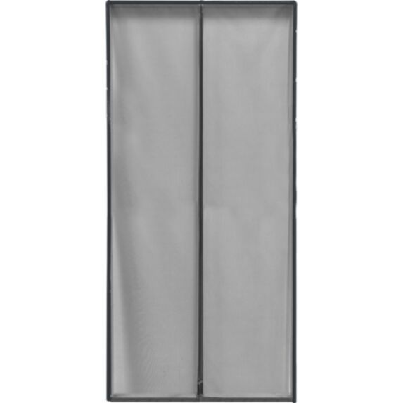 Rideau de porte moustiquaire aimante, encadrement 100x220cm gris/toile grise - LUANCE