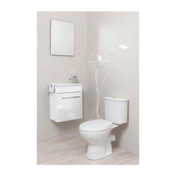 Lave-mains Nino avec Miroir 44cm Blanc Laqué Livré en Kit