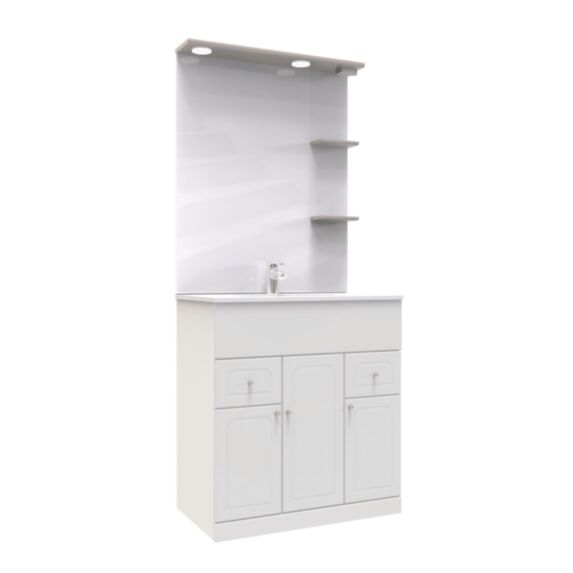 Meuble salle de bain Tolede PVC brillant 183x81x46,5cm blanc - ONDEE
