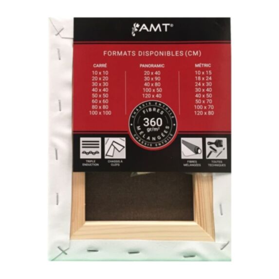 Châssis entoilé 18 x 24 cm 360gr/m² fibres mélangées - AMT
