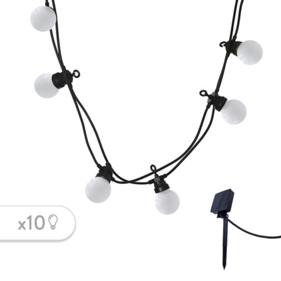 Guirlande lumineuse extérieure Party Milky 10 LED blanc chaud 5,7m 8 modes