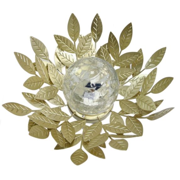 Nénuphar solaire métal or 26cm verre craquelé - GALIX