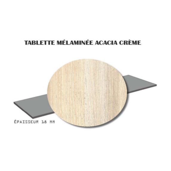 Tablette mélaminée Acacia crème 18mm 120x30cm