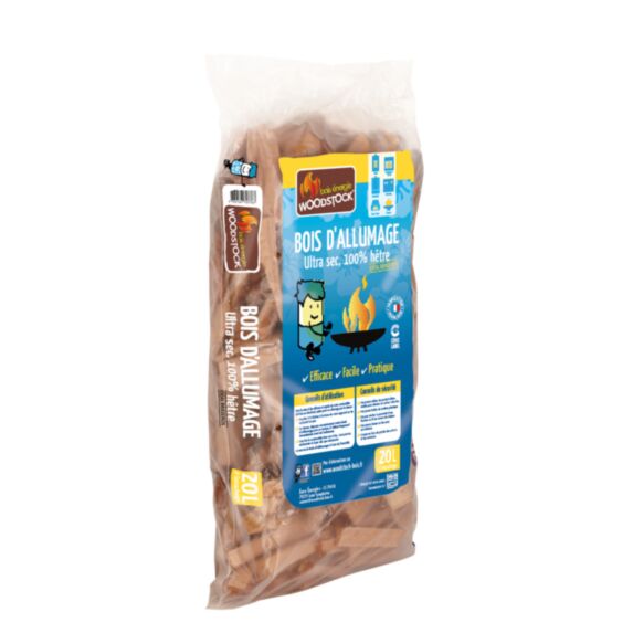 Bois d'allumage 20L hêtre ultra sec jardin - WOODSTOCK BOIS