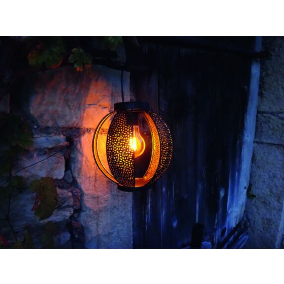 Lanterne solaire en métal Patio Ø20cm Noir
