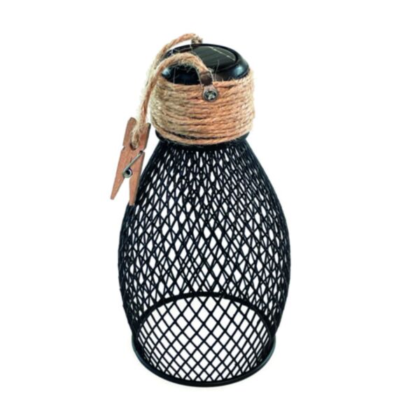 Décoration solaire LED Milky en métal et corde noir