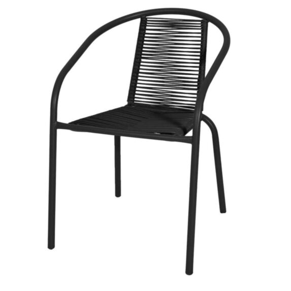 Fauteuil Bistrot II acier/résine tréssée noir