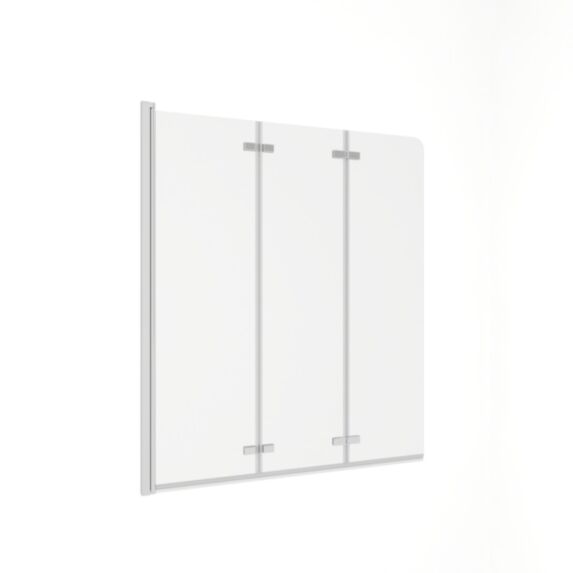 Pare baignoire 3 volets verre transparent aluminium chromé 6mm 120x150cm - INVENTIV