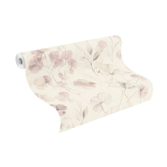 Papier peint vinyle intissé motif Campanule crème rose - RASCH