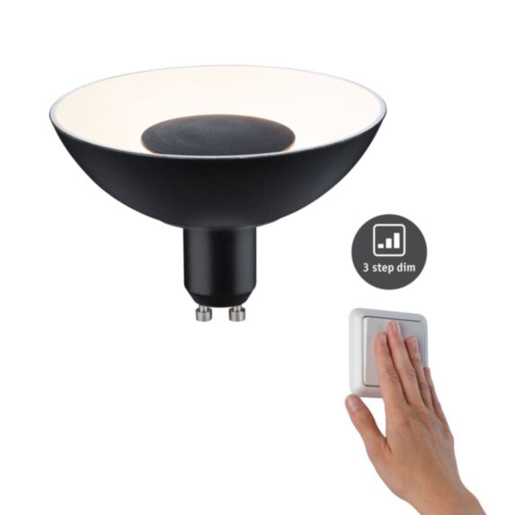 Ampoule LED GU10 réflecteur 4,9W 360lm 3000K 3StepDim noir et blanc 230V - PAULMANN