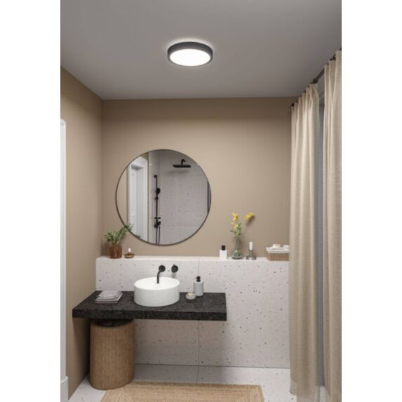 Plafonnier LED Ø30cm 15W 1800lm 4000K plastique tissu gris foncé 230V Cosara - PAULMANN