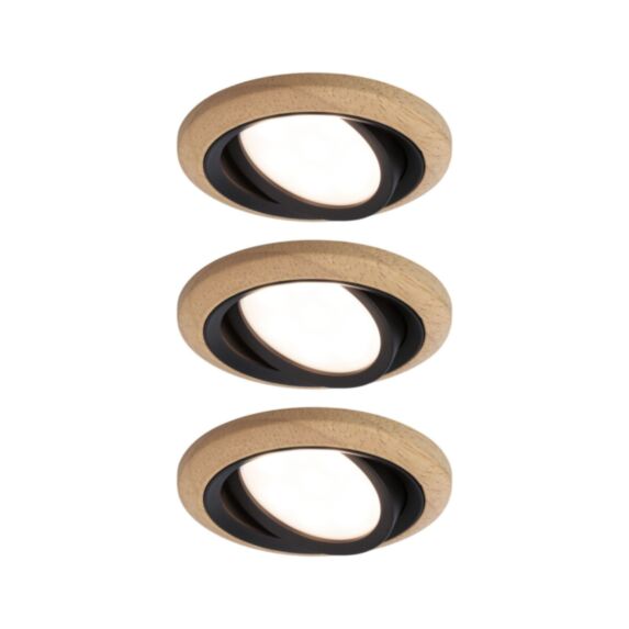 Spot encastré Lanati orientable bois noir mat 6Wx3 - PAULMANN