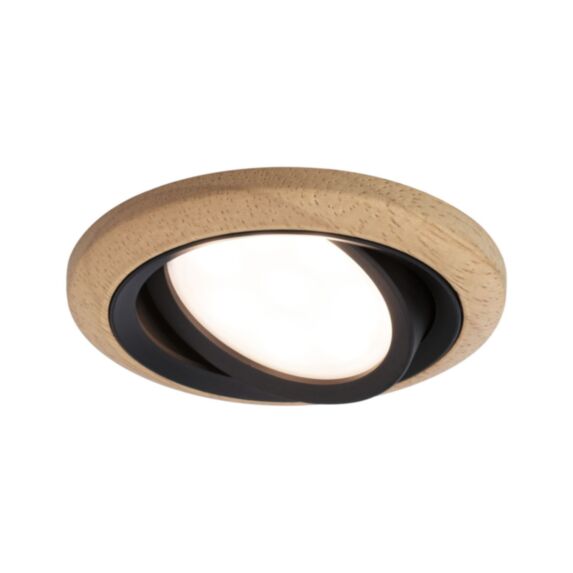 Encastré Lanati orientable Coin 6W 470lm 2700K bois et noir mat 230V - PAULMANN