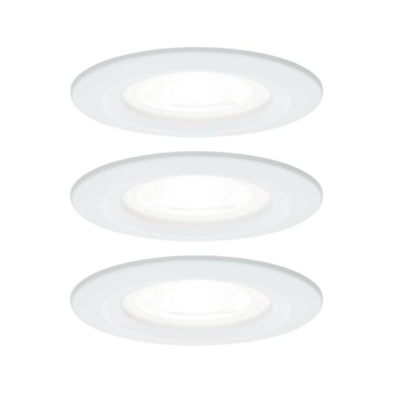 3 Spots LED encastrés Nova IP44 6,5W 4000K 230V GU10 Blanc dépoli/Alu zinc