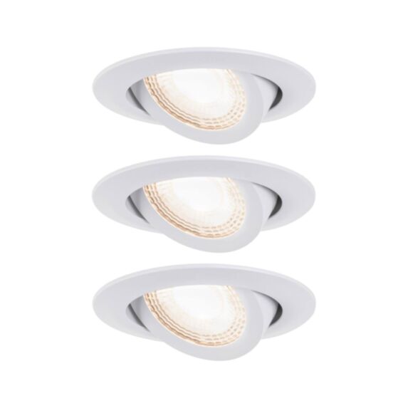 3 Spots LED semi-encastrés orientables 6W 3000K 230V blanc dépoli/plastique