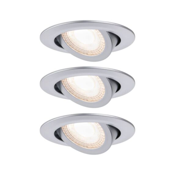 3 Spots LED semi-encastrés orientables 6W 3000K 230V chromé dépoli/plastique