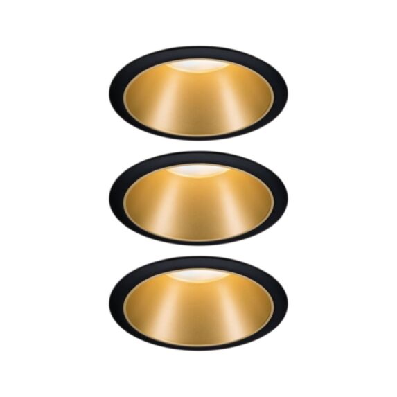 3 Spots LED encastrés Cole 6,5W 2700K 230V noir/doré