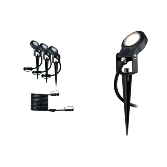 Spot extérieur Plug&Shine Kit 3 spots aluminium anthracite 24V 3x6W 3000K gradable - PAULMANN