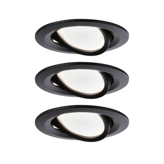 Encastré Nova orientable Ø84mm Coin x3 6W 470lm alu noir - PAULMANN