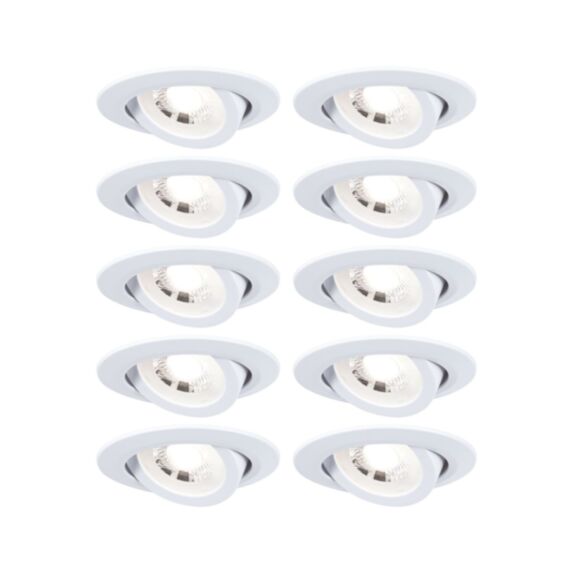 10 spots LED encastrés orientables ronds Nova blanc 4,8W - PAULMANN